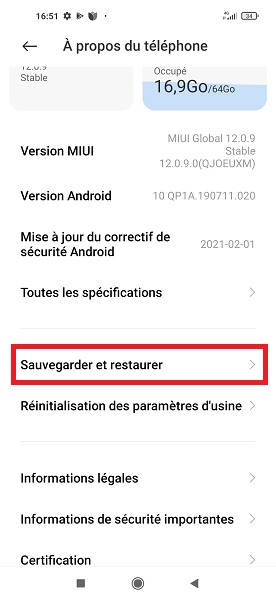Restaurer la sauvegarde sur votre Xiaomi